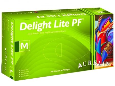 Aurelia Delight Lite PF Clear Powder Free Vinyl Examination Gloves Medium 100x Fashion