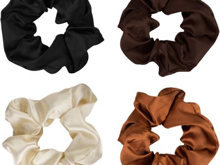 Brushworks Nude Satin Scrunchies Pack of 4 Fashion