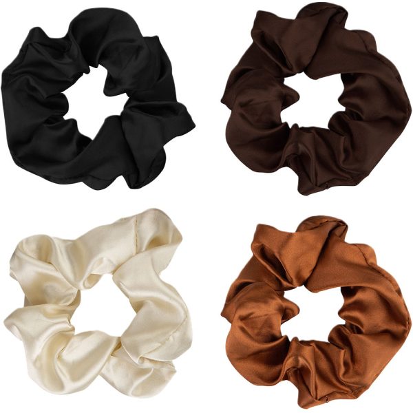 Brushworks Nude Satin Scrunchies Pack of 4 Fashion